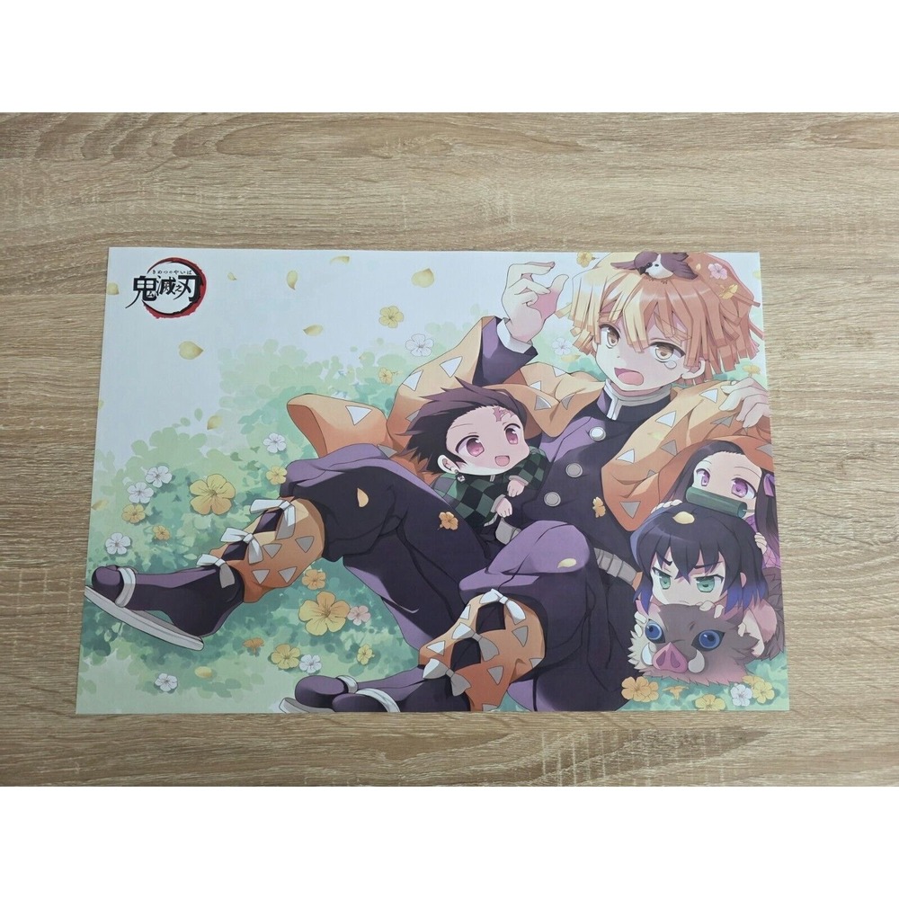 Demon Slayer Zenitsu Agatsuma Chibi Friends Anime Art Print Kimetsu no Yaiba